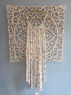 Floral Spaghetti Strap Jersey Knit Jumpsuit With Pockets Size Small
